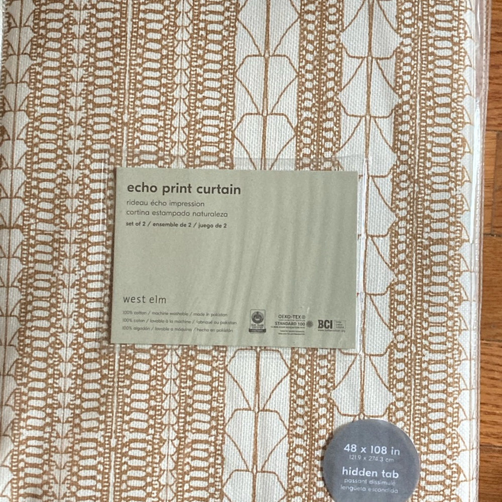 WEST ELM ECHO PRINT CURTAINS 48 x 108, BRAND NEW, TWO SETS